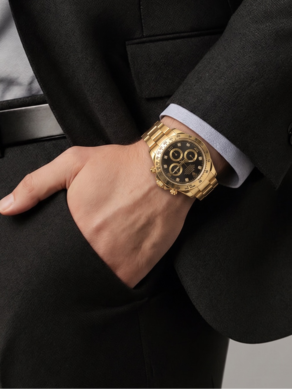 Gold and Black Men's Chronograph Watch
